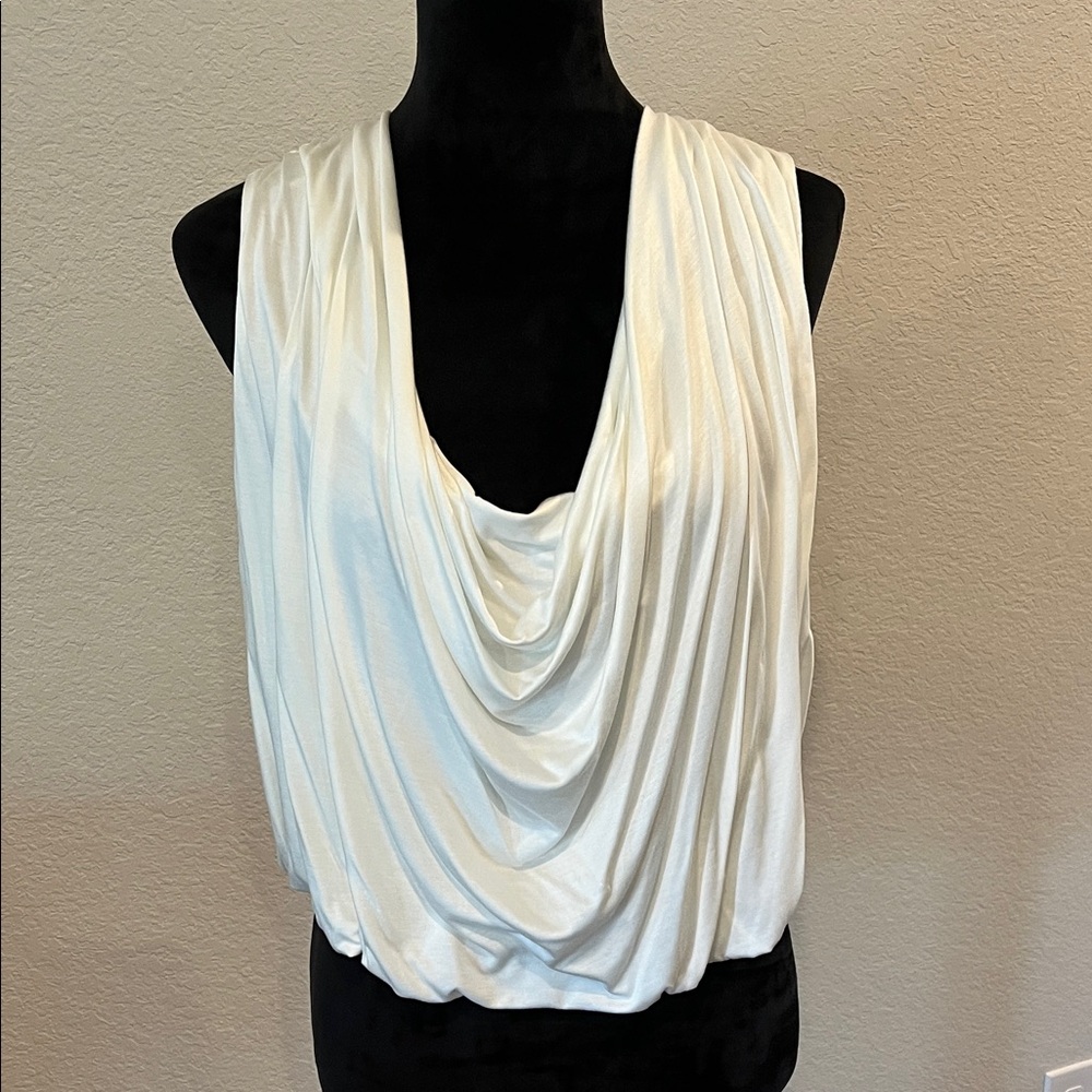 Anthropologie Drape Neck Sleeveless Top with Bubble Hem